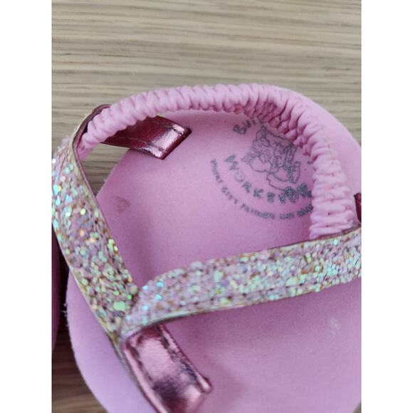 Build A Bear Pink Sandals Flip Flop Pool Summer Denim Blue Dress Strappy Shoes - Picture 6 of 7